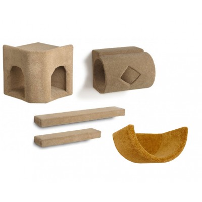 Kitty Corner Hideaway + Tube + 2 Ramps + Wall Cup Cat Wall Climbing Package