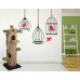 Cat Themed Wall Accent Decal - Birdcage and Birds